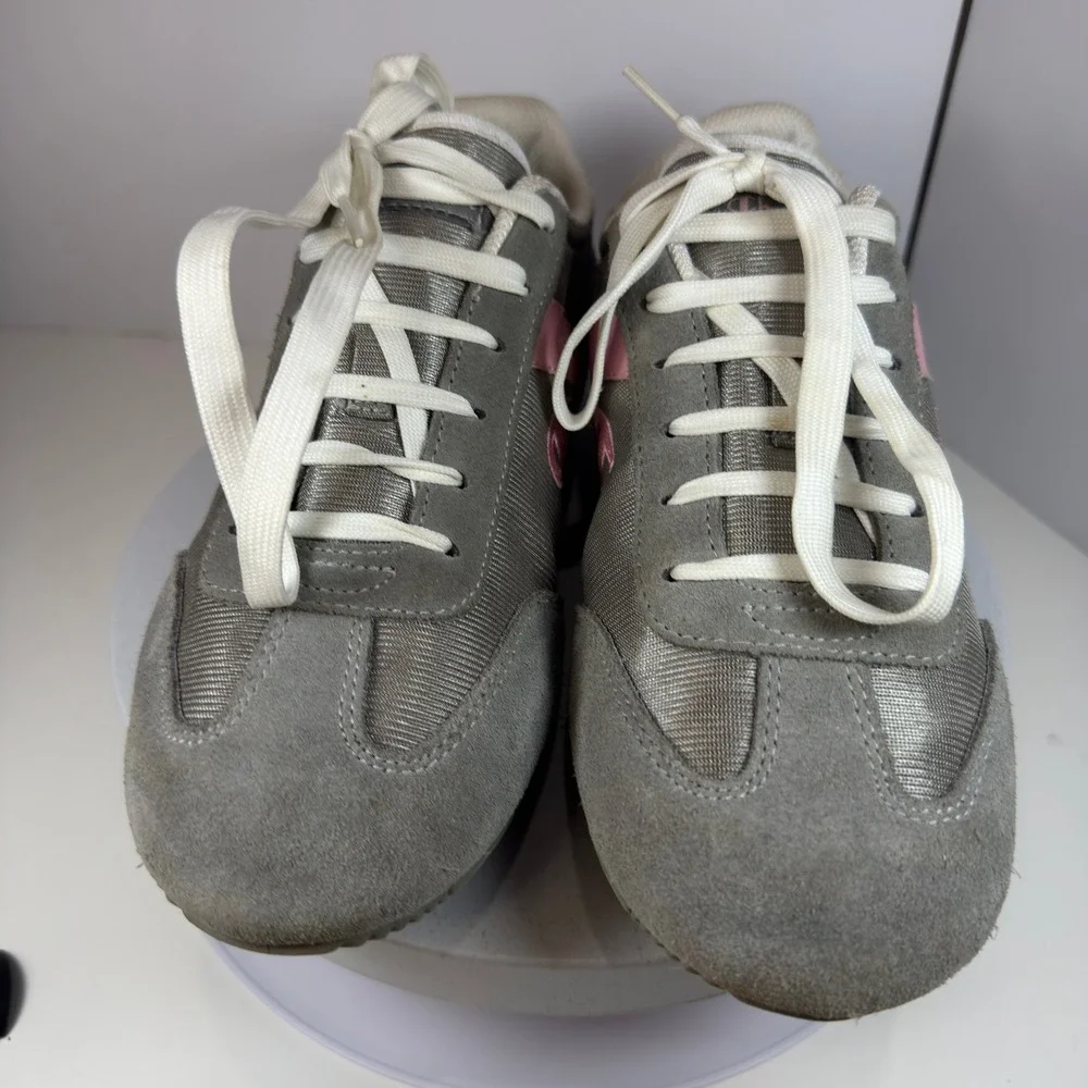 Champion Retro Women's Sneakers Gray Pink Suede Mesh‎ Lace-Up Shoes 9.5